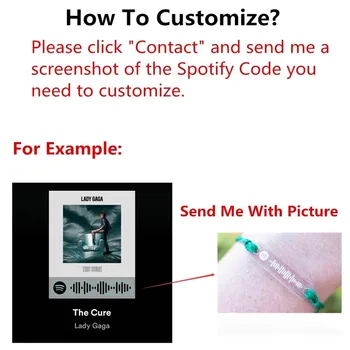 Brugerdefineret Musik Spotify Kode Reb Armbånd Til Kvinder, Mænd Mode Hånd-Lavet Justerbare Reb Armbånd Personlig Sang Kode Smykker