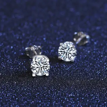 PAG&MAG 5mm Moissanite Øreringe, Diamant Stud Øreringe af 925 Sterling Sølv Klassiske Diamant 4 Ben Øreringe til Kvinder Smykker