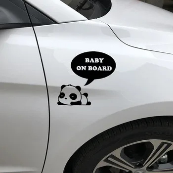 Bil Mærkat Sovende Panda Søde Tegneserie Bil Mærkat BABY OM BORD Personlighed Decal Tilbehør Vandtæt Sort/hvid,15cm*14cm