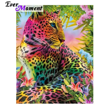 Nogensinde Øjeblik Diamant Maleri Farverige Leopard Billede Af Rhinestone Mosaik Fuld Square Bor Diamant Broderi Indretning ASF1816