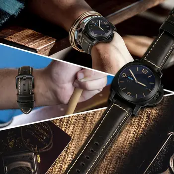 MAIKES Vintage olie-voks læder ur band 20mm 22mm 24mm 26mm watchbands se tilbehør armbånd Til ur remmen