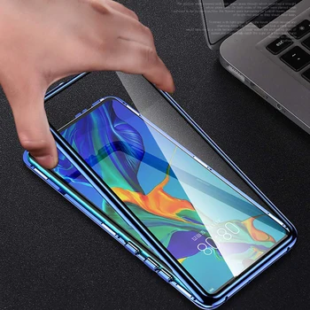 Dobbelt Sidet Hærdet Glas Magnet for Samsung S20 Ultra S8 S9 S10 Plus Note9 10 A10 A30 A50 A71 360Full Beskyttelse Flip Cover