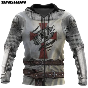 XS-7XL NYE 3D Printet Middelalderlige Ridder Rustning Mænd hættetrøjer Knights Templar Mode hooded Sweatshirt Unisex Casual jakke, Hættetrøje