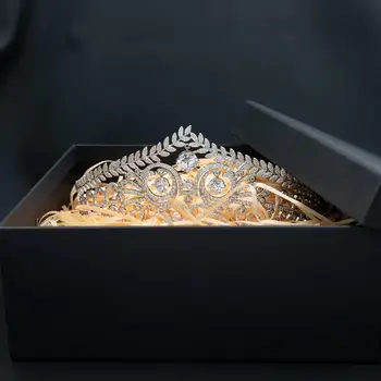Cubic Zirconia Royal Replica Tiara til Bryllup,Crystal Queens Tiaras Krone for Bruden Hår Smykker CH10355