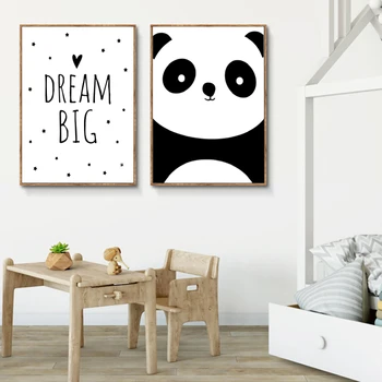 Baby Planteskole Væg Kunst, Lærred Maleri Dyr Panda Være Glad Plakat og Print Nordiske Børn Dekoration Billede Soveværelse Indretning