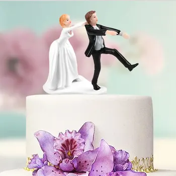Elegant Syntetisk Harpiks Bride&Groom Kage Topper Bryllup Dekoration Figur Casamento Mariage