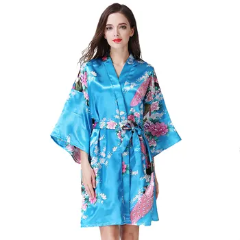 Kvinder Nattøj Silke Kimono Kjole Nat Kjortel, Morgenkåbe Til Damer Home Wear Pyjamas Plus Size Nightdress 2019 Ny