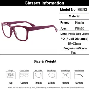 Gmei Optisk Trendy Square Fuld Rim Plast Briller Ramme For Kvinders Nærsynethed Presbyopi Læsning Recept Briller H8013