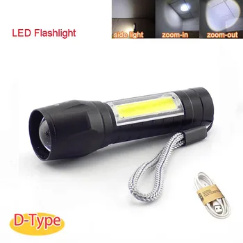 Mini lommelygte 2 LED COB Q5 penlight USB-linterna arbejde flash lys Brænder genopladeligt Batteri Lampe Camping linterna høj effekt