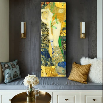 Klassisk Kunstner Gustav Klimt kys Abstract Olie Maleri på Lærred Plakater og Prints Cuadros Væg Kunst Billeder Til stuen