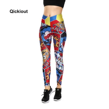Qickitout Bukser 2017 Kvinders Digital Print Leggings Cartoon Spil Animation Splat Style Big Hip Høj Talje bukser Bukser Fitness
