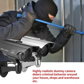 Dummy Kamera Sol Batteri Drevet Flimmer Blink LED Falske Indendørs Udendørs Overvågning, Sikkerhed Kamera Bullet CCTV Kamera