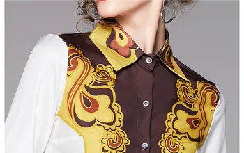 BLLOCUE Efteråret Bane Designer Blomster Print Bluse, Bukser, To-delt Sæt Kvinder langærmet Skjorte Top+Flare Hem Blyant Bukser Sæt