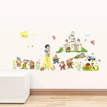 Tegnefilm Disney Snehvide Og De Syv Små Dværge Wall Stickers Til Børn Værelses Hjem Indretning Animationsfilm Vægmaleri Kunst Piger Filmens Decal