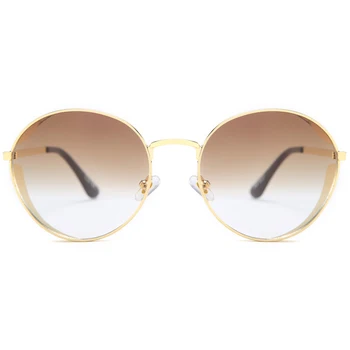 Peekaboo guld runde solbriller kvinder retro 2021 metal ramme skjold solbriller til mænd uv400 brown gradient linse sommer stil