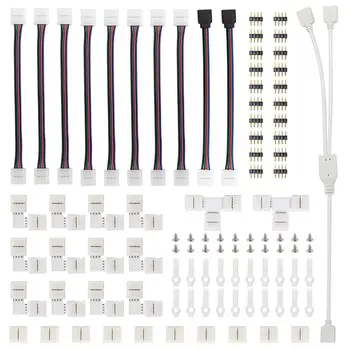 95Pcs 5050 4-Pin LED Strip-Stik-Kit Med T-Formet L-Formet Strip Jumpere LED Strip Light Wire Tilslutning Terminal Splice