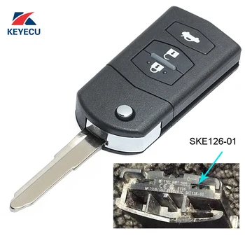 KEYECU Udskiftning Flip Fjernstyret Bil Key Fob 3-Knappen 433MHz 4D63 til Mazda 2 / 3 / 5 / 6 / MX5 / CX7 (SKE126-01)