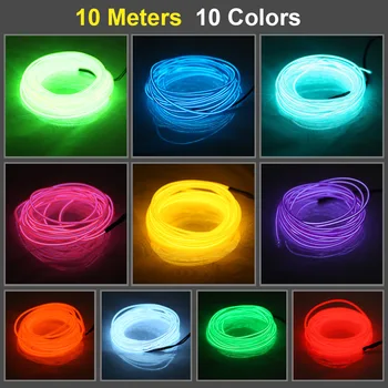 Led Neon Tråd Farverige LED Strip Lights Rainbow El Fleksibel Tegn lyst Værelse Party Bryllup Xmas Gave Bil Indretning RGB-3V Vandtæt