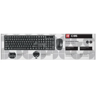 Trådløst tastatur + mus DEFENDER C-915 RU kit, sort, fuld størrelse