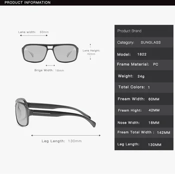 2020 Fotokromisk Solbriller Mænd Polariserede solbriller Mandlige Kørsel Beskyttelsesbriller UV400 Kamæleon Dag Nat Kørsel Beskyttelsesbriller Gafas