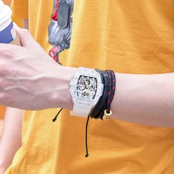 ONOLA brand designer plastik Ur Mænd 2019 casual unikke Luksus-Quartz armbåndsur mandlige pladsen Gennemsigtige hvide Sport Watch Mænd