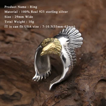 Eagle Ring 925 Sterling Sølv Fine smykker til Mænd eller Kvinder Fashion Party Dominerende Personlighed Gave Mærke GR15