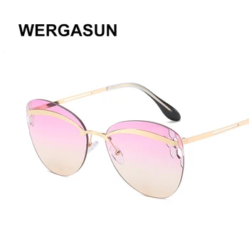 WERGASUN Oversize Runde Solbriller Kvinder Kendte solbriller Kørsel Superstar Luksus Brand Designer Kvindelige Nuancer UV400