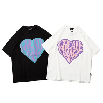 LINDSEY SEADER 2021 kortærmet T-shirt Hip Hop kortærmet Sommer Kreative Trykt Hjertet Oversize t-shirts Harajuku Top-Shirts Tøj