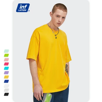 INFLATIONEN Almindelig Komfortable T-shirts til Mænd Sommeren Klassisk O-hals Farverige Løs Blød Bomuld kortærmet T-shirt Unisex Tees 1009S20