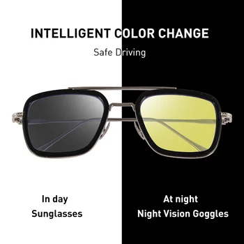 CAPONI Night Vision Tony Stark Sol Briller Gul Linse Kørsel Nuancer For Mandlige 2020 Nye UV Beskytte Øjnene Solbriller Mænd BSYS6618