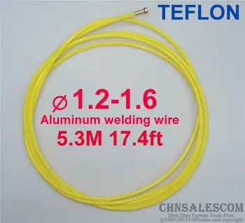 CHNsalescom MIG-MAG PTFE Foring 1.2-1.6 svejsetråd Euro-Stik 5.3 M 17.4 m Gul