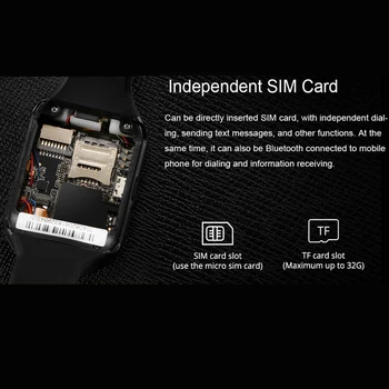 Smart Ur Q18 Bluetooth med SIM-TF Kort Smartwatch Skridttæller Sove Monitor Kamera Til IOS Android Sport ur for Mænd