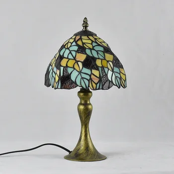 Middelhavsstil Tyrkisk Mosaik Lyskilder E27 Farvet Glas Lampeskærm Soveværelse Sengen Vintage Bordlampe Lamper