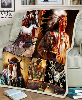 Totem/Indfødte Indiske mode Hooded Tæppe 3D fuld trykt Bærbare Tæppe Voksne/Barn Fleece Tæppe