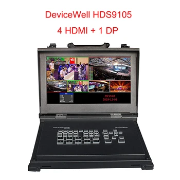 DeviceWell HDS9105 9105 Video Switcher Fem-Kanal high-Definition Understøtter 4 HDMI + 1DP Signal indgange for Radio-og tv Live