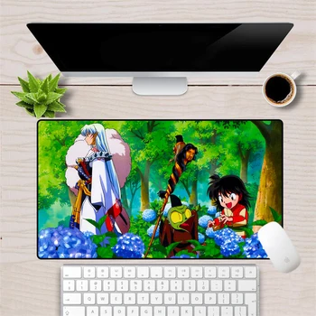 Anime Inuyasha musemåtte Gamer 70x40cm Stor Gummi Holdbar Låsning Kant Gaming Musemåtte Computer Tastatur pad Bruser Mat
