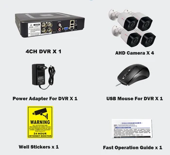 4-KANALS Video Surveillance System-Kits 1080p 720p Udendørs Bullet Vejrandig AHD Sikkerhed Kamera DVR Sæt Dag Nat Hjem CCTV-System