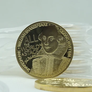Man smage Den Berømte Forenede Kongerige Forfatter William Shakespeare Erindringsmønter i Guld Klædte Mønt Gratis Fragt