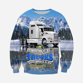 Tessffel jeg Trucker Driver Lastbil Arbejdstager Træningsdragt Pullover NewFashion Crewneck Sweatshirt 3DPrint Casual Hættetrøjer Mænd/Kvinder A15