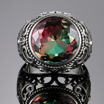 Store Vintage Silver Pink Sten Ring Engagement Ring for Kvinder Bryllup Bands Mode Smykker Valentine ' s Day Gave