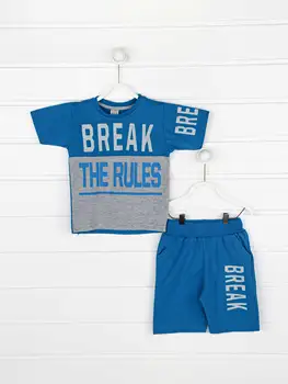 Nye Sommer Boy Boy Shorts, T-shirt, 2 Stk. Passer til Mode Trykt Passer til Afslappet Daglige God Kvalitet Trykt Bomuld børn Tøj
