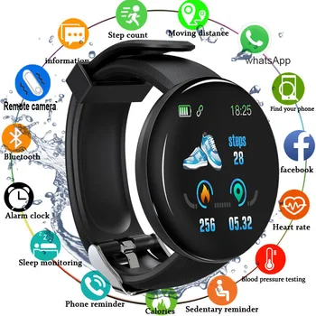 Smartwatch 2020 Mænd Blodtryk Runde Smartwatch Kvinder Smart Armbånd Vandtæt Sport Tracker Smart ur Til Android, IOS