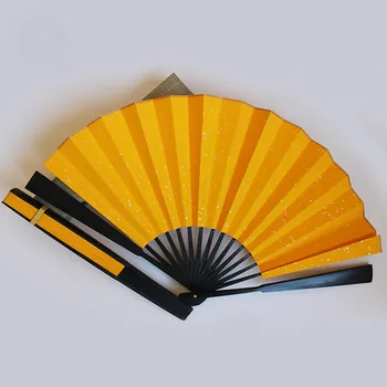 Kinesisk Stil Drys Guld Ris Papir Sammenklappelig Hånd Fan Voksen Kalligrafi Bambus Maleri DIY Folde Fan Abanicos Para Boda