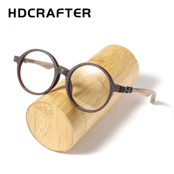 HDCRAFTER Vintage Runde Træ Optiske Briller Ramme Mænd Nærsynethed Kvinder Recept Briller Briller Træ-Eyewear Briller