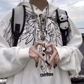 Hip Hop Mænd Hættetrøjer Mode Afslappet Efteråret Angel Print Hoodie Sweatshirts Sjove Streetwear Punk Hættetrøjer Mænd High Street Toppe Drenge