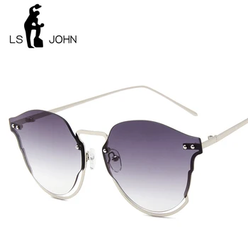 LS JOHN Uindfattede Gradient Solbriller Kvinder 2020 Luksus Mærke Mode Flat Top Rose Gold solbriller Gafas Skygge Spejl UV400
