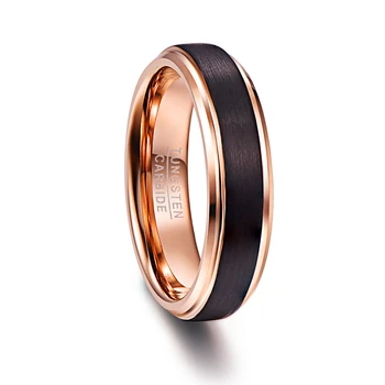 6mm Sort Farve, rose guld indeni Mænd Ringe Wolfram Bryllup Bands Multi-size ring smykker til mænd