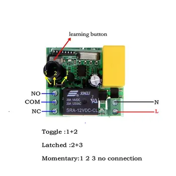 Simple Mini Størrelsen 10A AC 220V 1CH 1 CH 10A RF-Trådløs Fjernbetjening Switch System, Modtager+ Transmitter ,315/433 MHz