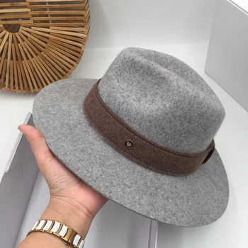 2020 banama kat indgået grå uld hat kvinder i Europa og de Britiske retro jazz hat man fashion filt hat