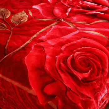 Nye Bløde Rachel Tæppe Stor Størrelse Blomst Rose Print Dobbelt Sengetøj I Satin / Husstand Dobbeltseng, Enkeltseng